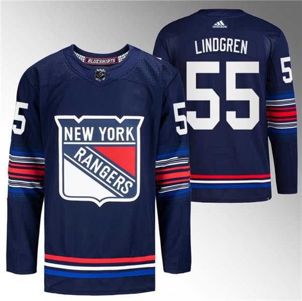 Mens New York Rangers #55 Ryan Lindgren Navy Stitched Jersey Dzhi->new york rangers->NHL Jersey
